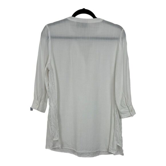 Chico's Size 0 Small White Rayon Popover Top Blouse - Picture 2 of 3